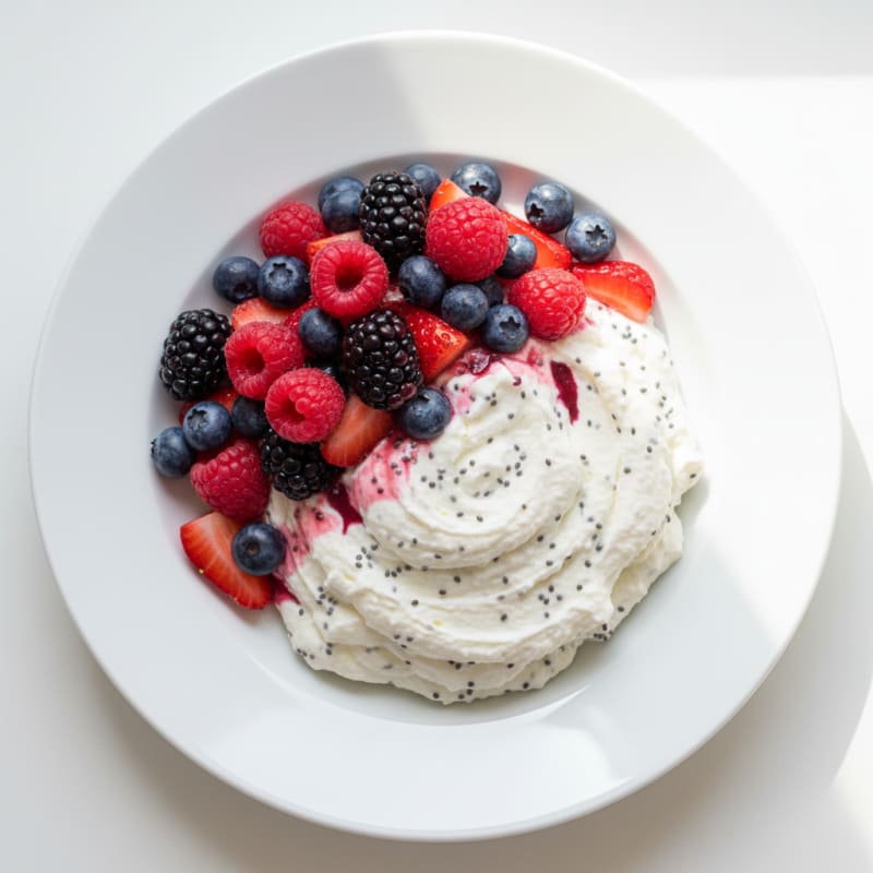 Silky Greek Yogurt Protein Mousse with Mixed Berries