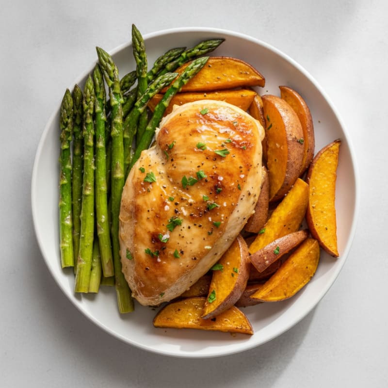 Lemon Herb Roasted Chicken with Asparagus