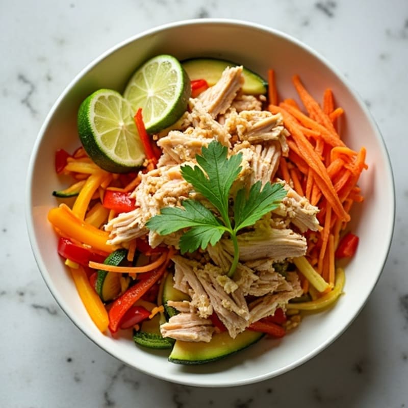 Cilantro-Lime Shredded Chicken Bowl with Rainbow Vegetables