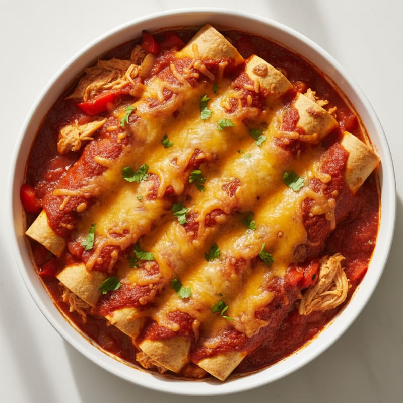 Chicken Enchiladas with Red Chili Sauce