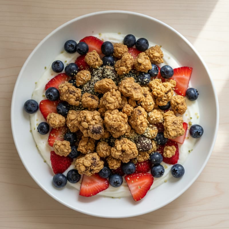 Creamy Greek Yogurt Bowl with Fresh Berries and Protein Granola