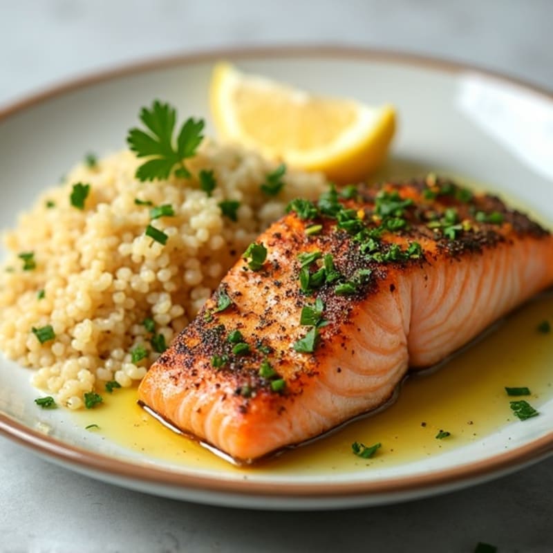 Herb-Crusted Pan Seared Salmon with Lemon