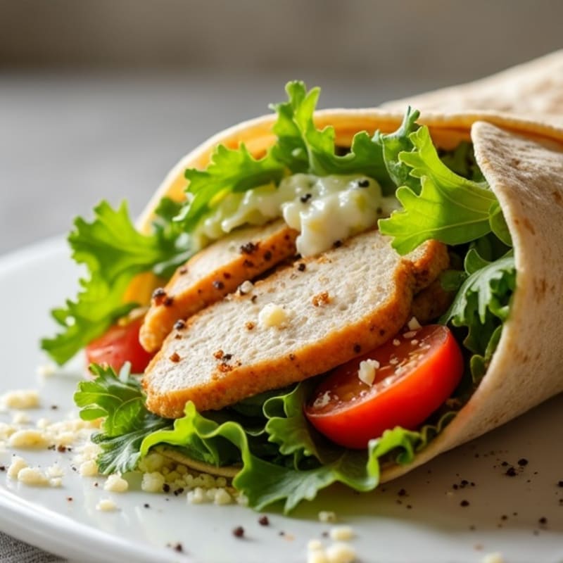 Roasted Chicken Caesar Wrap with Crisp Romaine
