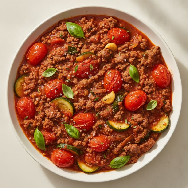 Ground Beef Skillet with Garden Tomatoes