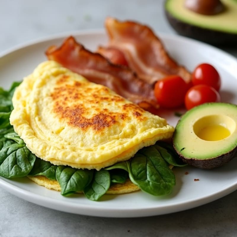 Egg White Omelet with Spinach and Turkey Bacon