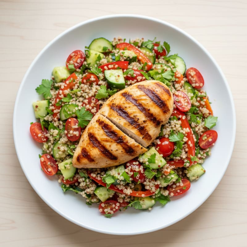 Grilled Chicken and Quinoa Salad with Fresh Vegetables