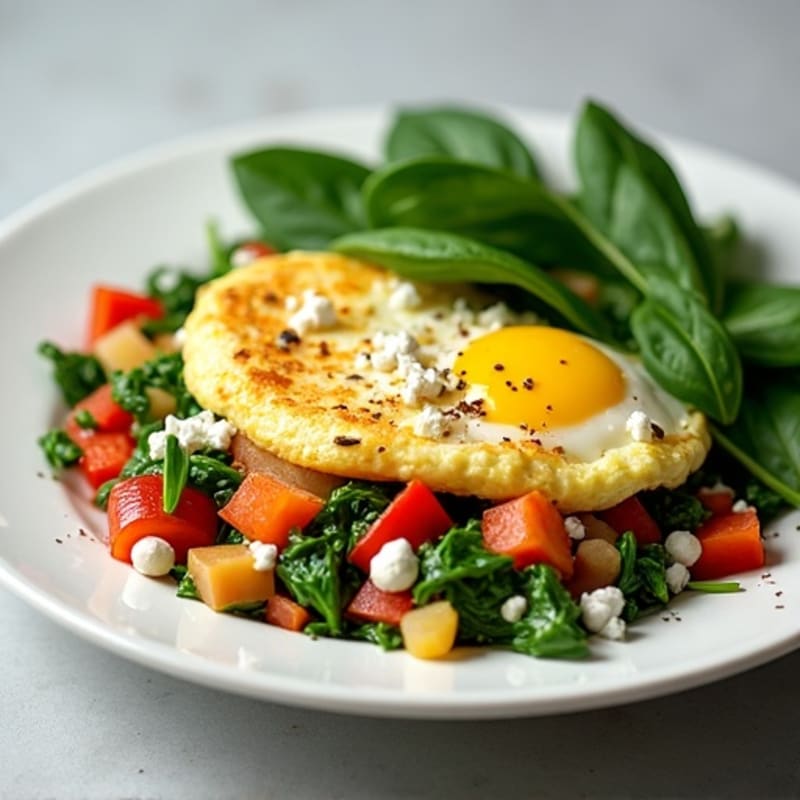 Healthy Egg White and Spinach Scramble with Bell Pepper