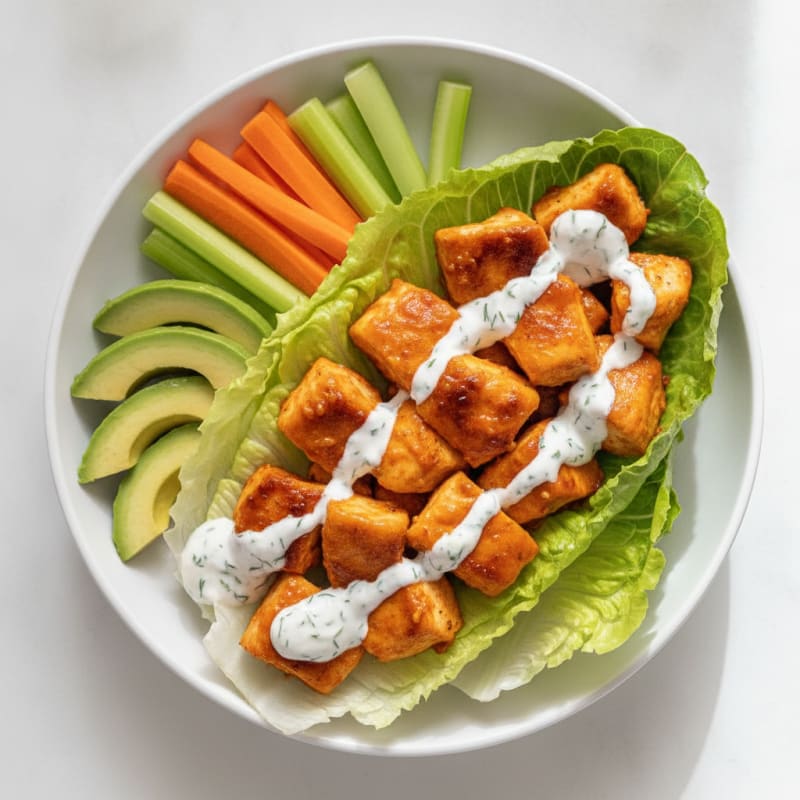 Buffalo Ranch Chicken Lettuce Wraps