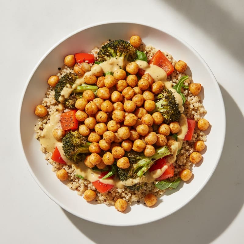 Roasted Vegetable and Chickpea Grain Bowl