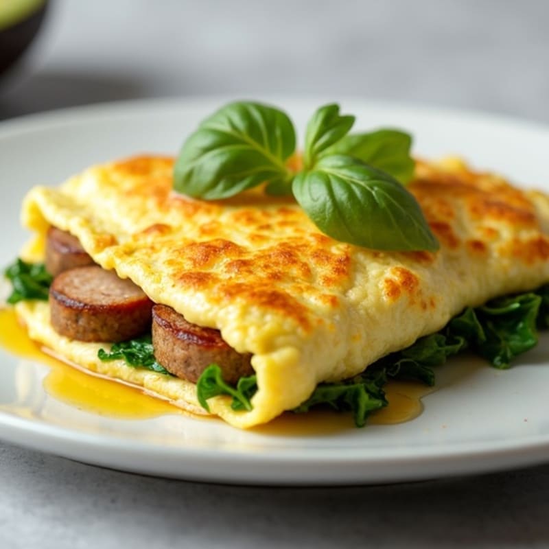 Egg White Omelet with Turkey Sausage and Spinach