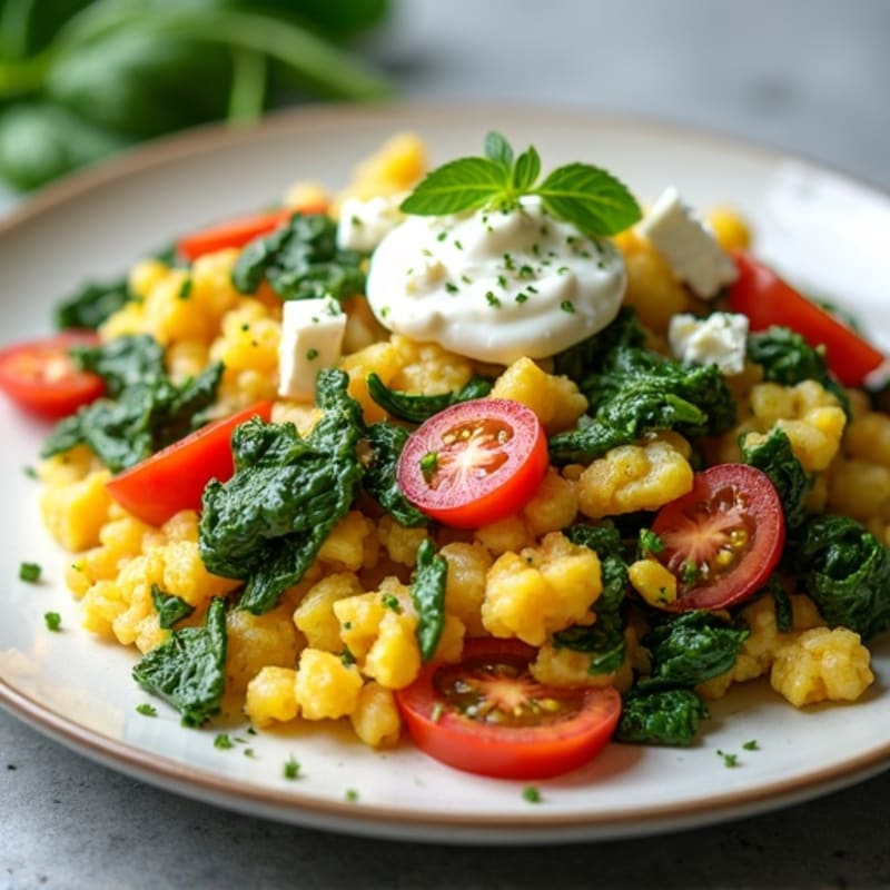 Fresh Spinach and Feta Scramble