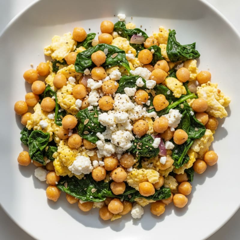 Mediterranean Chickpea Scramble with Feta