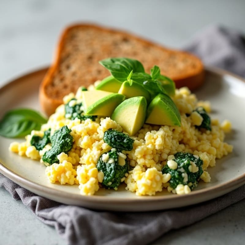 Egg White and Spinach Scramble with Cottage Cheese