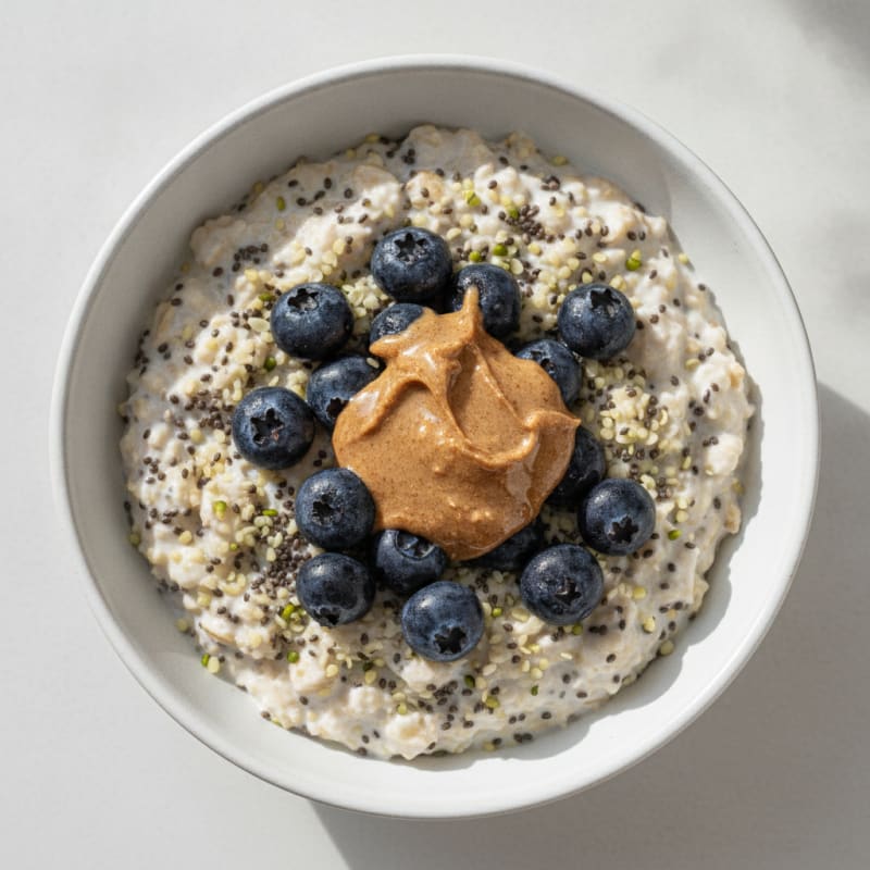 High-Protein Overnight Oats with Greek Yogurt and Chia Seeds
