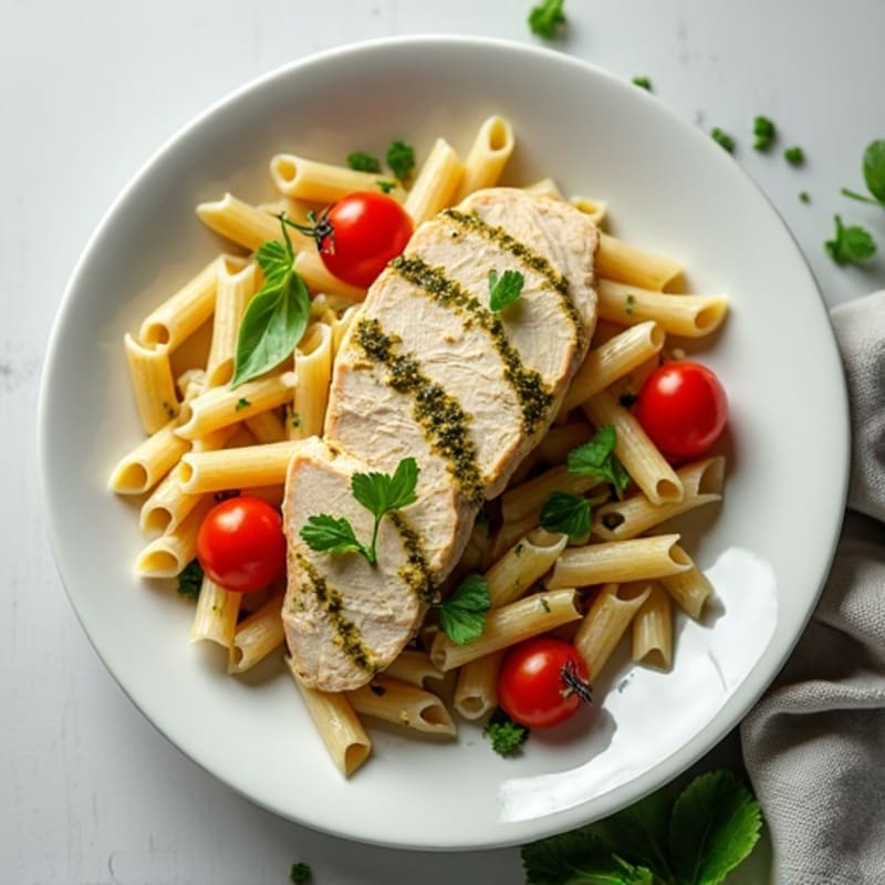 Creamy Pesto Chicken Pasta with Fresh Herbs