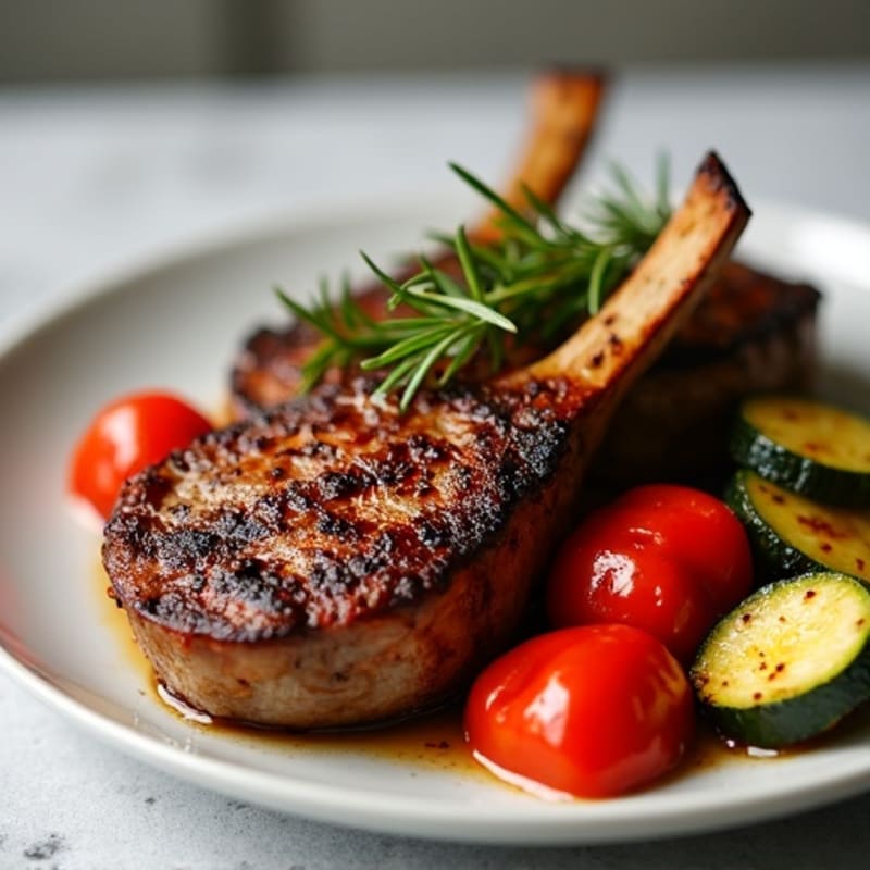 Grilled Herb Lamb Chops with Roasted Vegetables