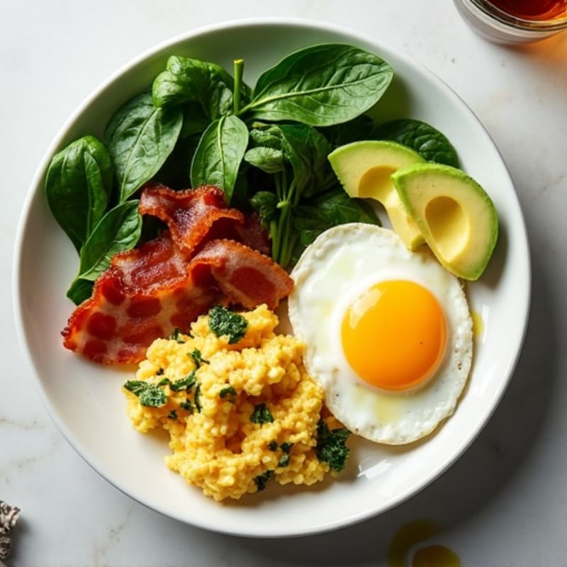 Cottage Cheese Scramble with Spinach and Turkey Bacon