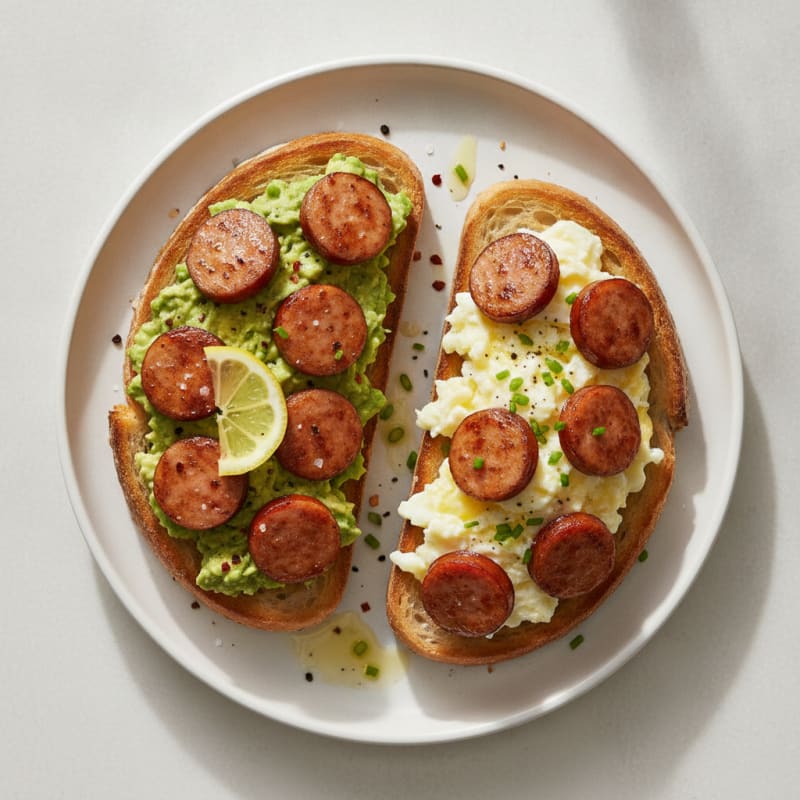 Chicken Sausage and Avocado Sourdough Toast