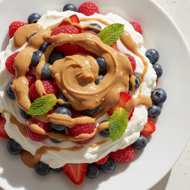 Greek Yogurt Parfait with Mixed Berries and Almond Butter