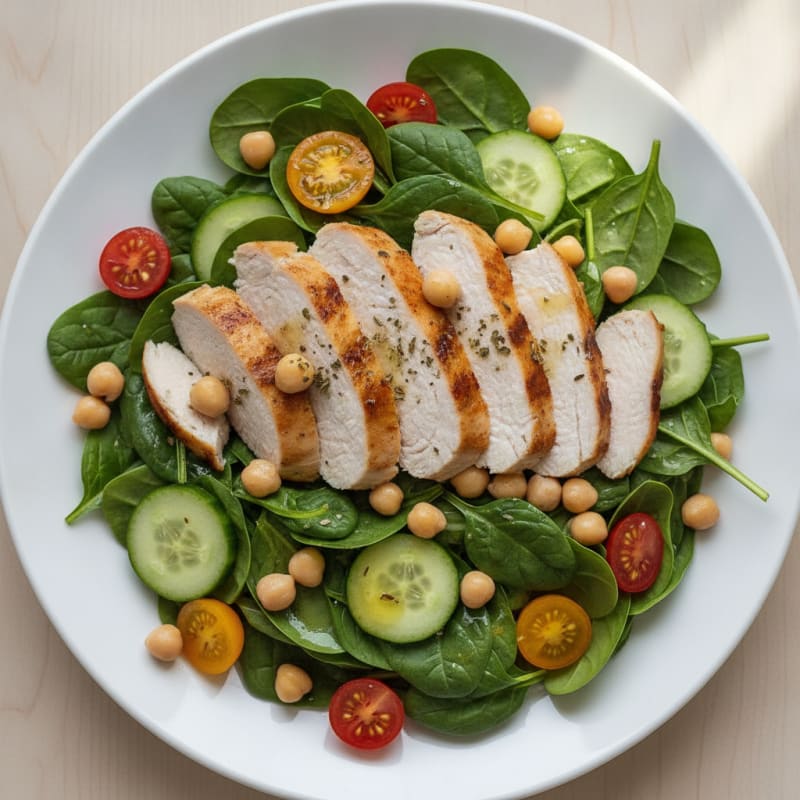 Grilled Turkey and Spinach Salad with Chickpeas
