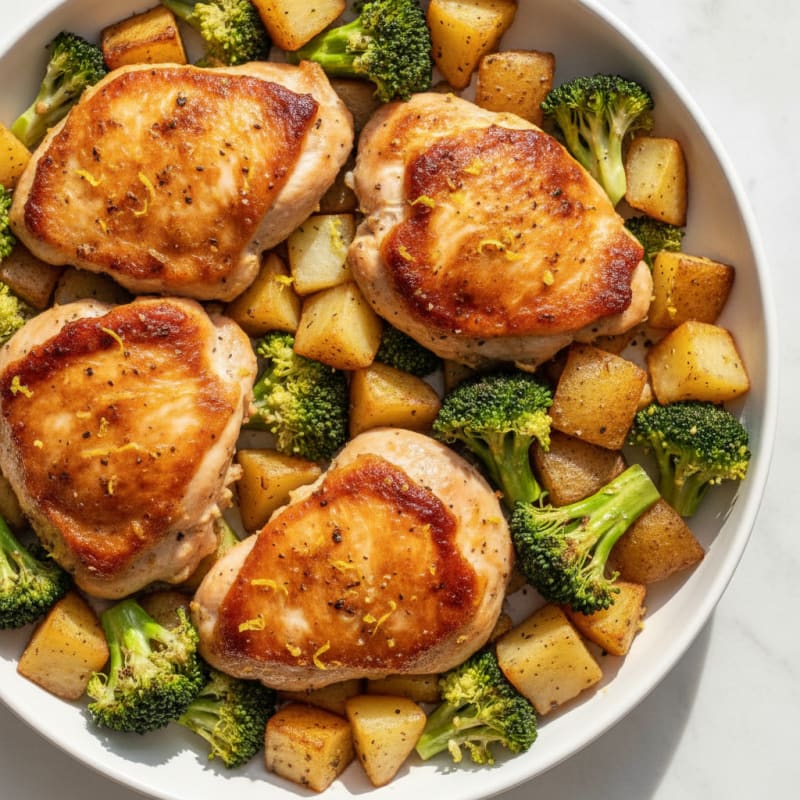 Sheet Pan Lemon Herb Chicken Thighs and Broccoli