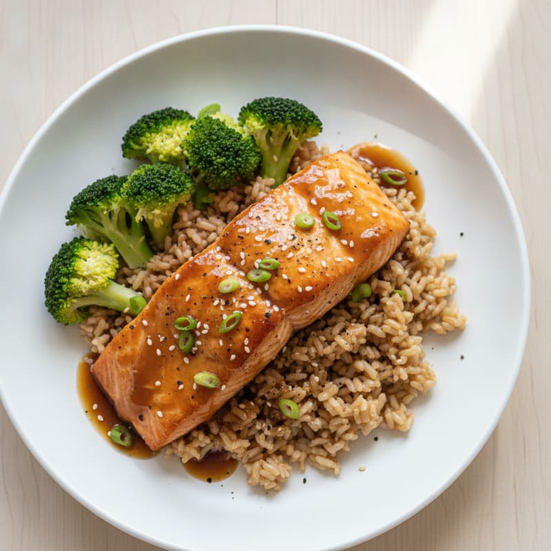 Teriyaki Glazed Salmon with Rice