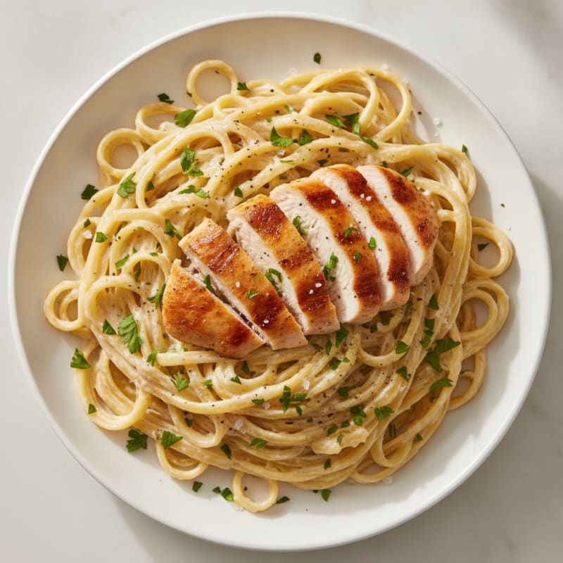 Garlic Parmesan Chicken Alfredo with Fettuccine