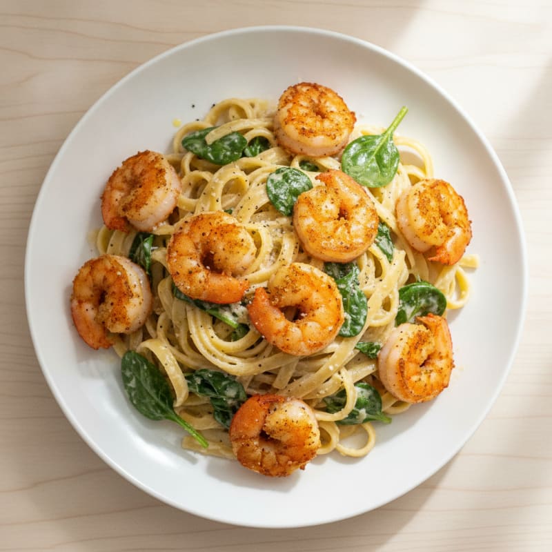 Garlic Shrimp Alfredo Fettuccine