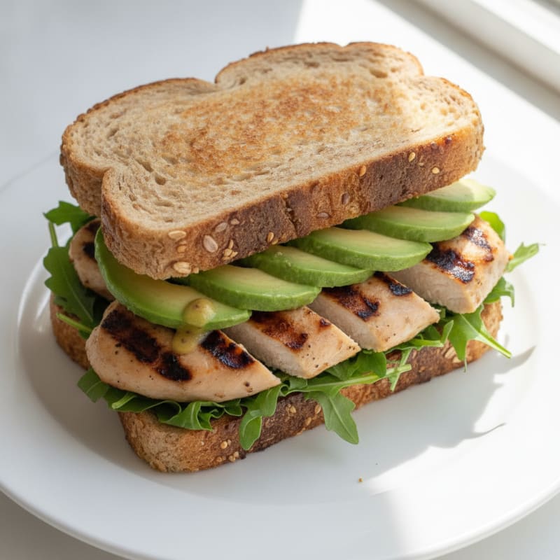 Grilled Chicken and Avocado Sandwich on Whole Grain Bread