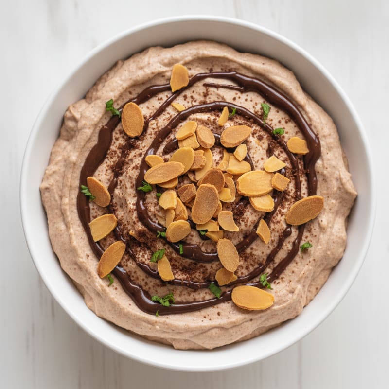 Chocolate Protein Greek Yogurt Mousse with Toasted Almonds