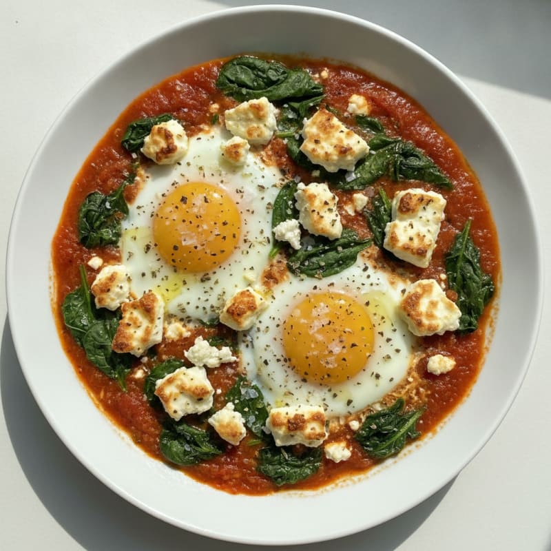 Baked Eggs with Spinach and Feta