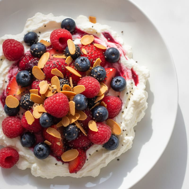 Greek Yogurt Protein Mousse with Mixed Berries
