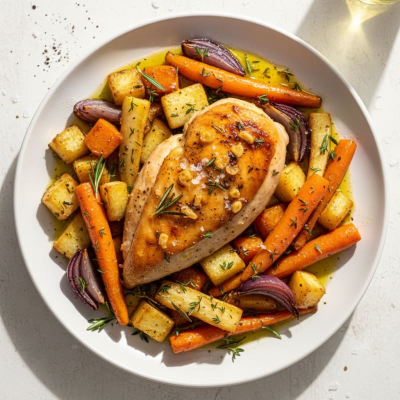 Garlic Herb Roasted Chicken with Root Vegetables