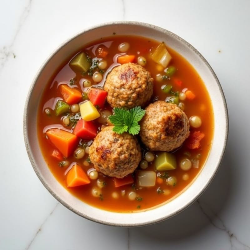Hearty Lentil Vegetable Soup with Turkey Meatballs