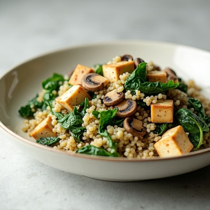 Creamy Garlic Mushroom and Spinach with Quinoa