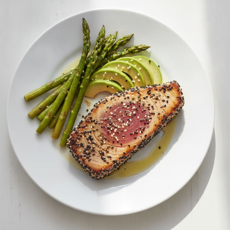 Seared Tuna Steak with Roasted Asparagus