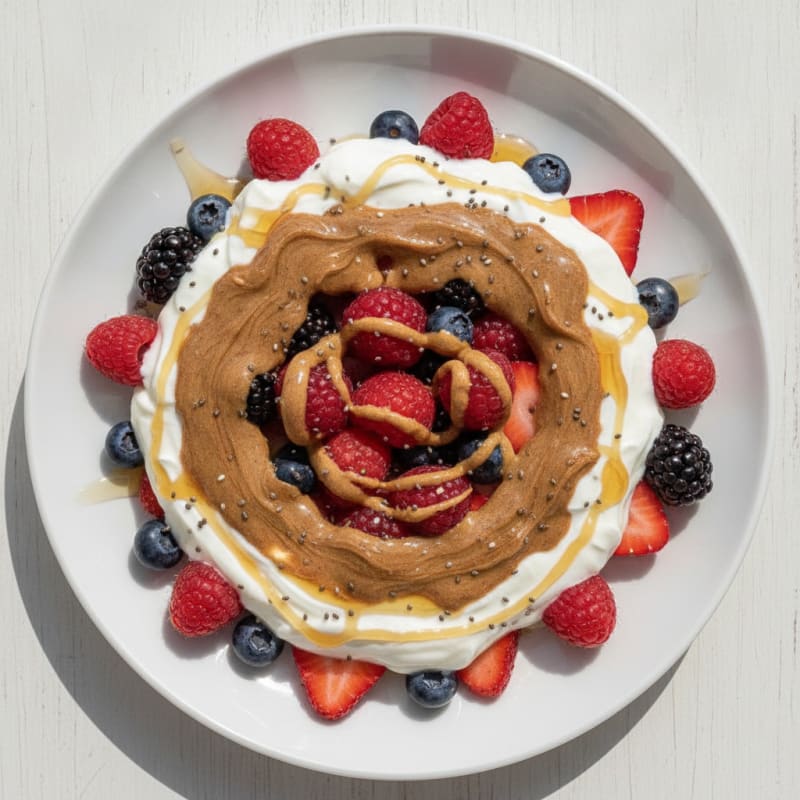 Greek Yogurt Parfait with Mixed Berries and Almond Butter