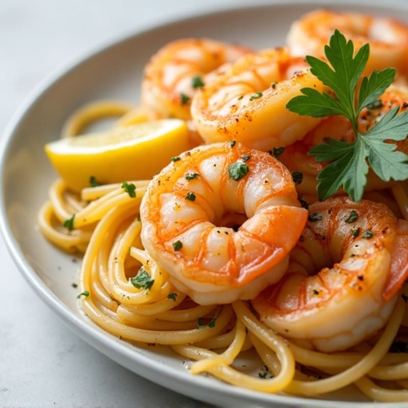 Pan-Seared Shrimp with Lemon Garlic Pasta