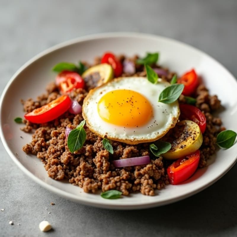 Hearty Ground Beef and Roasted Vegetable Skillet
