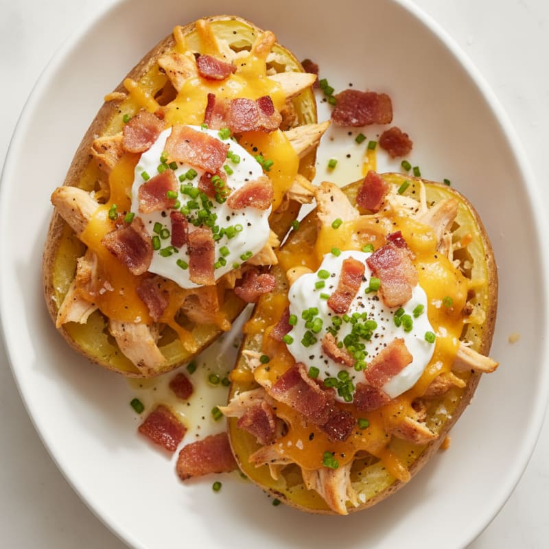 Loaded Baked Potatoes with Crispy Bacon