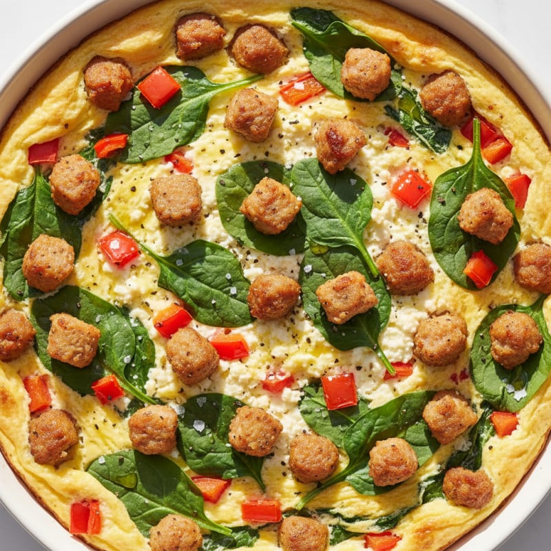 Cottage Cheese Egg Bake with Chicken Sausage