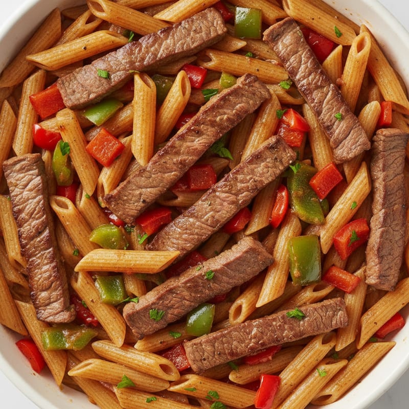 Steak and Bell Pepper Pasta Skillet