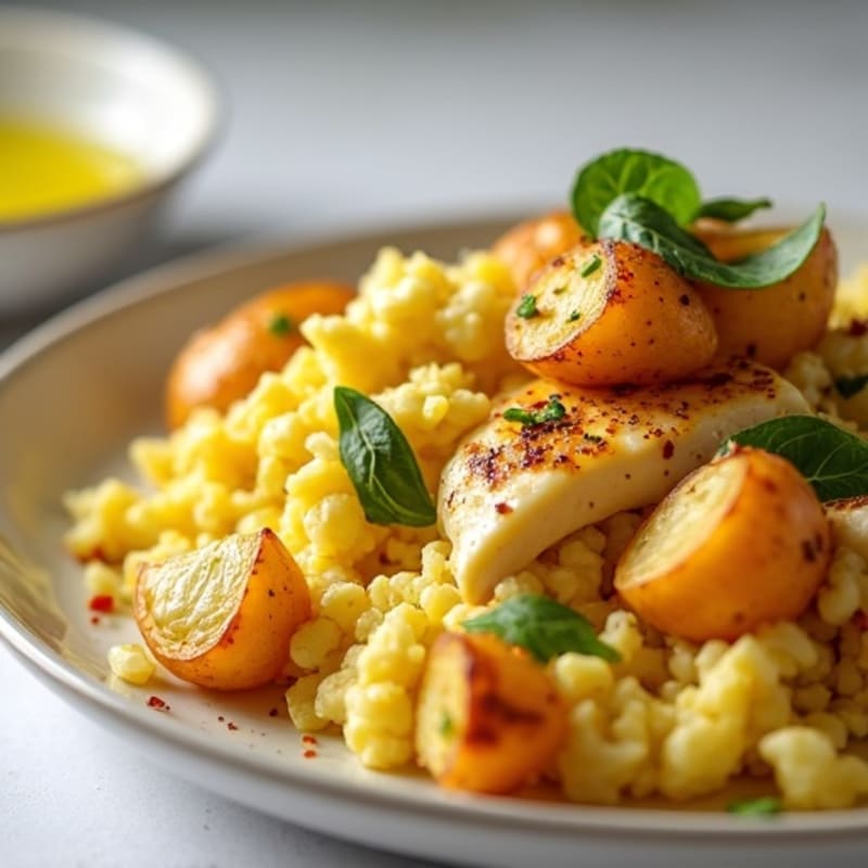 Egg White and Chicken Scramble with Roasted Potatoes