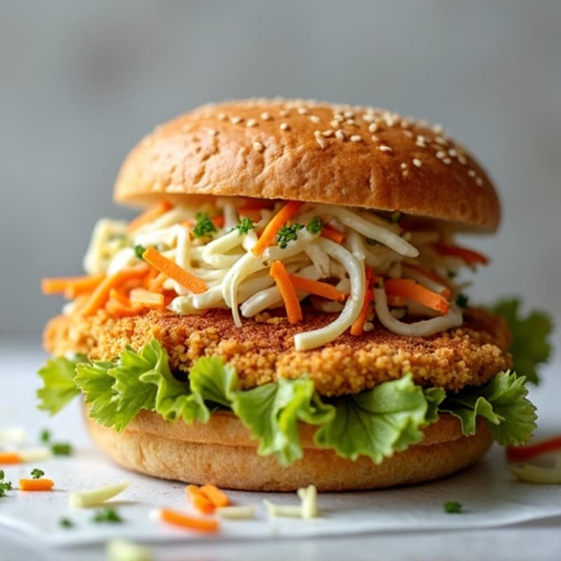 Crispy Baked Chicken Sandwich with Tangy Slaw