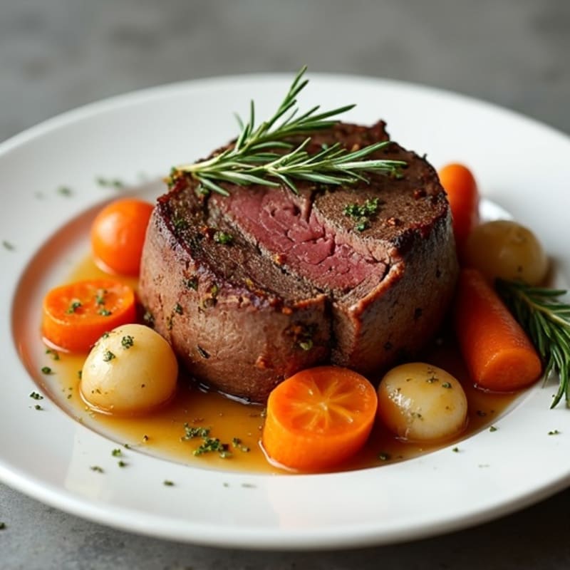 Herb-Crusted Tender Pot Roast with Root Vegetables