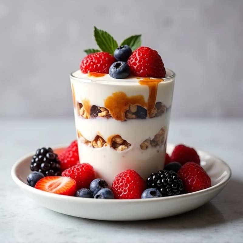 Creamy Greek Yogurt Parfait with Mixed Berries and Almond Butter