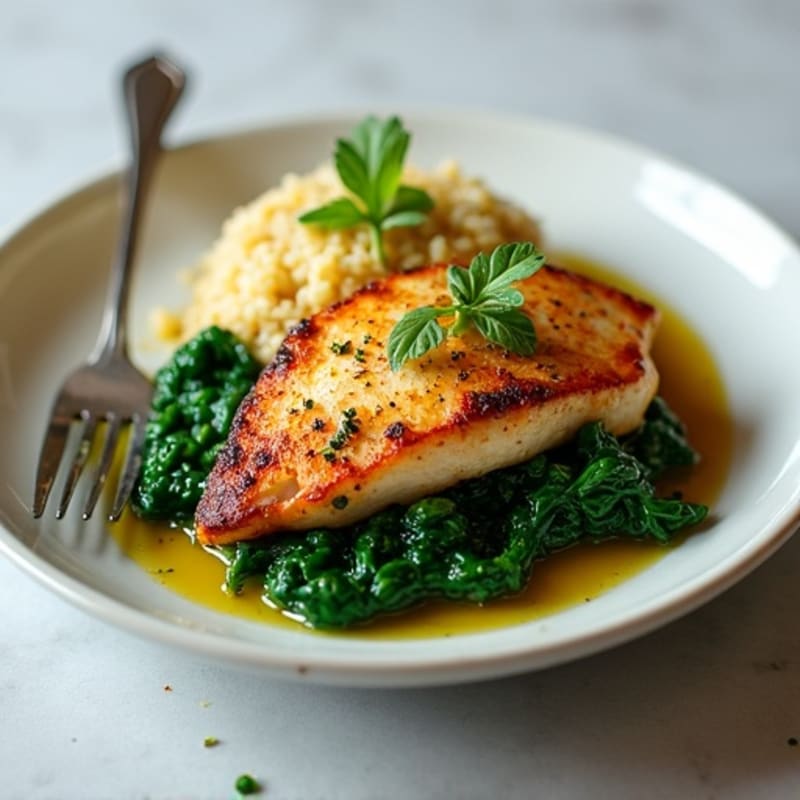 Pan-Seared Chicken with Garlicky Spinach