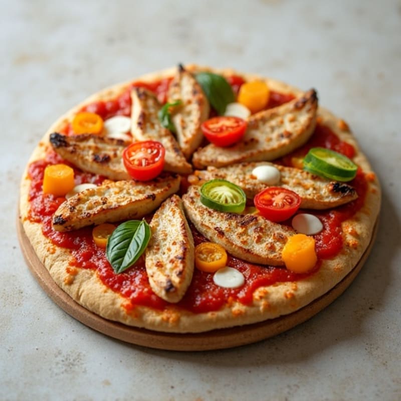 Crispy Whole Wheat Chicken and Roasted Vegetable Pizza