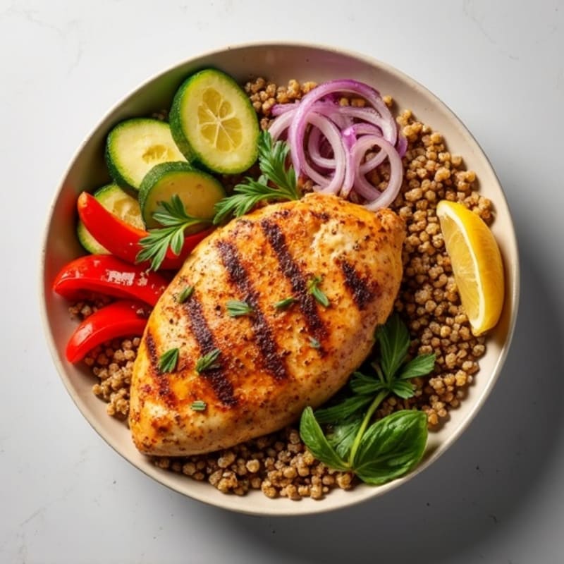 Herb-Spiced Chicken Shawarma Bowl with Roasted Vegetables