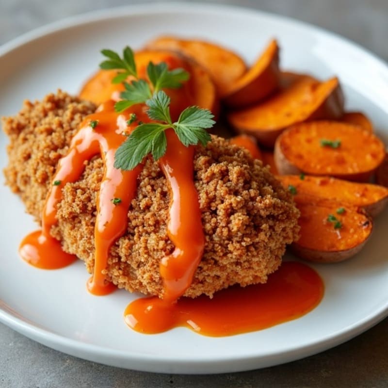 Crispy Buffalo Chicken with Roasted Sweet Potatoes